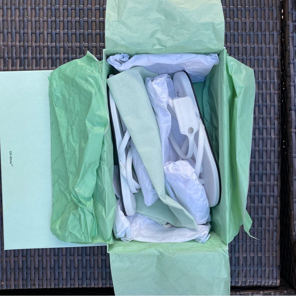 Off-White Zip-tie Leather Flat Sandals - Picture 10 of 13